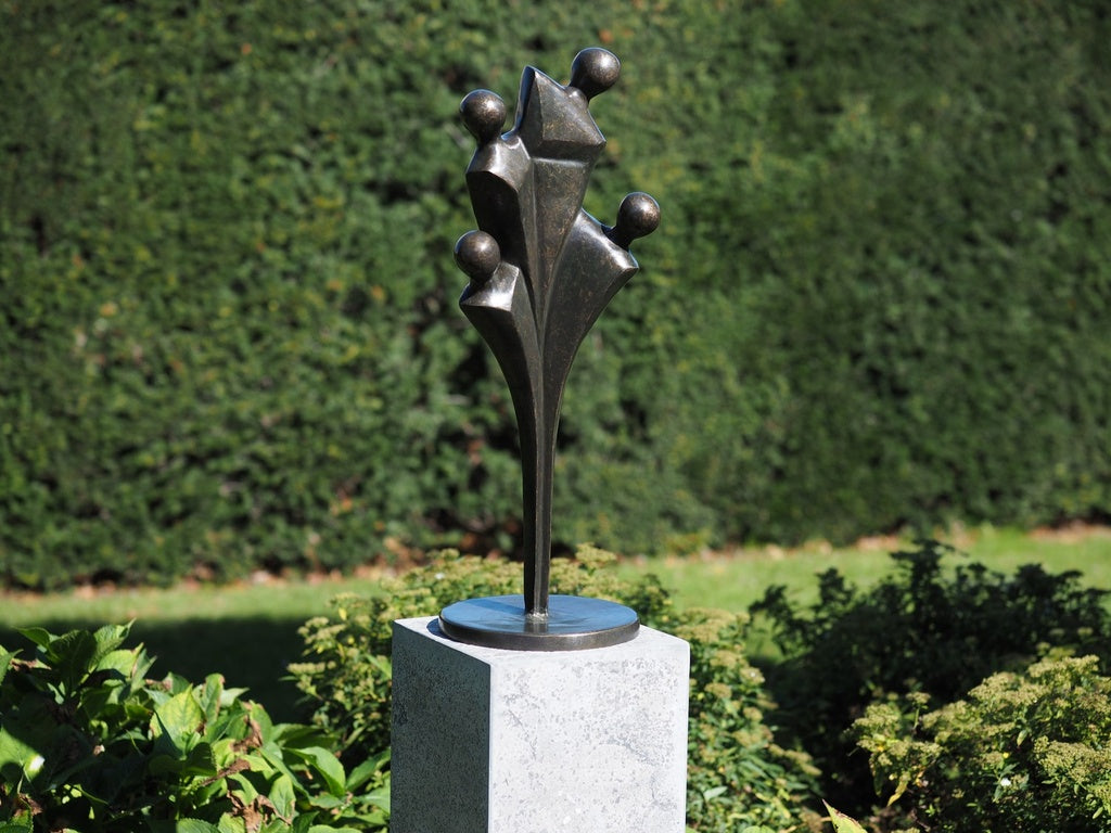 Bronzen beeld gezin 4 personen