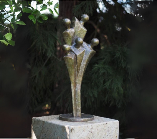 Bronzen beeld gezin 5 personen